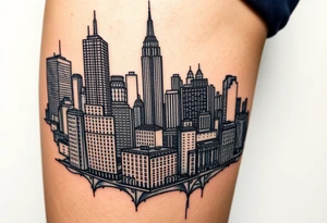 corrupted new york city landscape tattoo idea