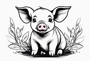 very cute piglet.
outline only
black and white only tattoo idea