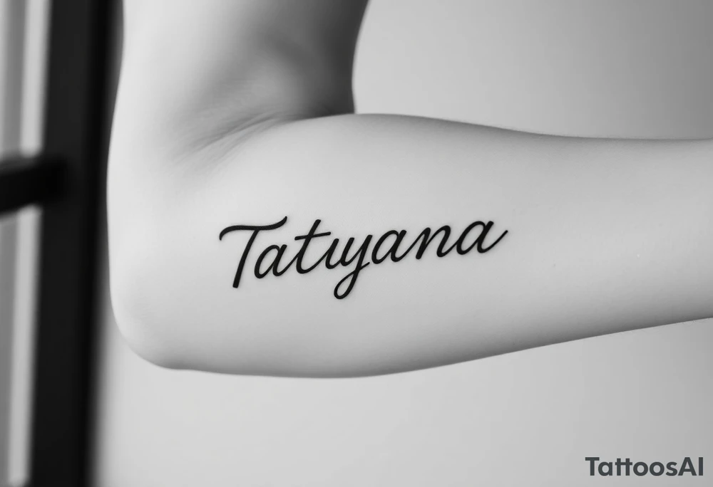 tattoo on forearm, using the name “Tatayana” For a father that lost his daughter tattoo idea