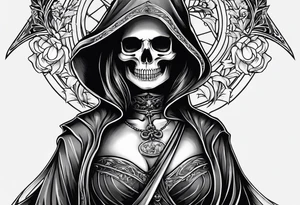 lady skeleton grim reaper tattoo idea