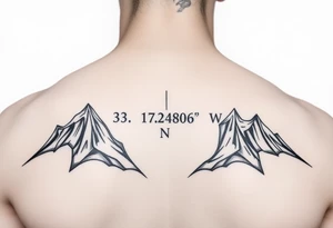 … .. … and  33.12487° N, 85.58014° W in elegant design tattoo idea