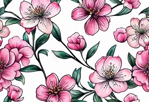 Small Pink flowers with decorative dott pattern and libra tattoo idea