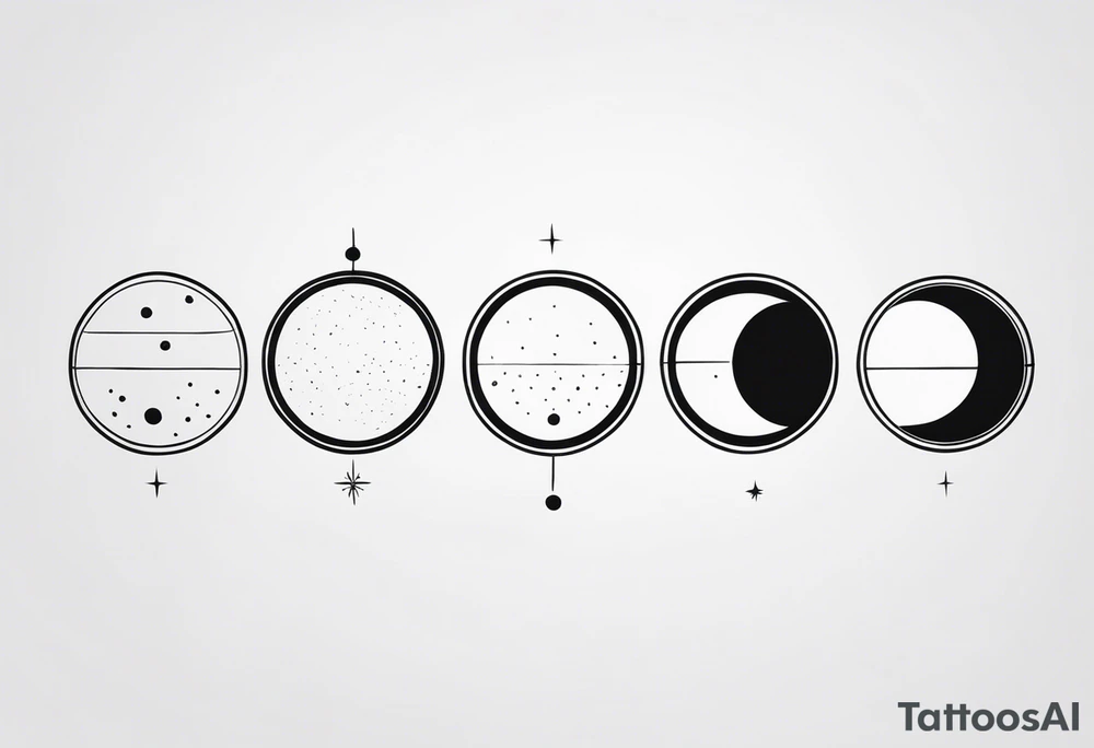 Moon phases in a line tattoo idea