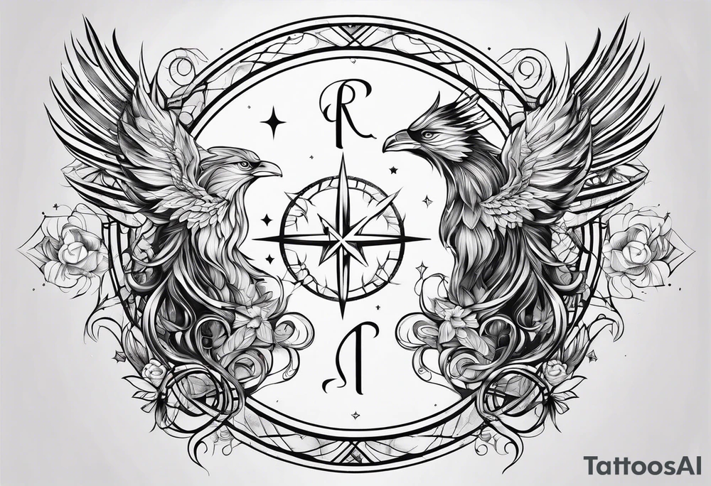 Virgo and Sagittarius zodiac signs with letter RR in it tattoo idea