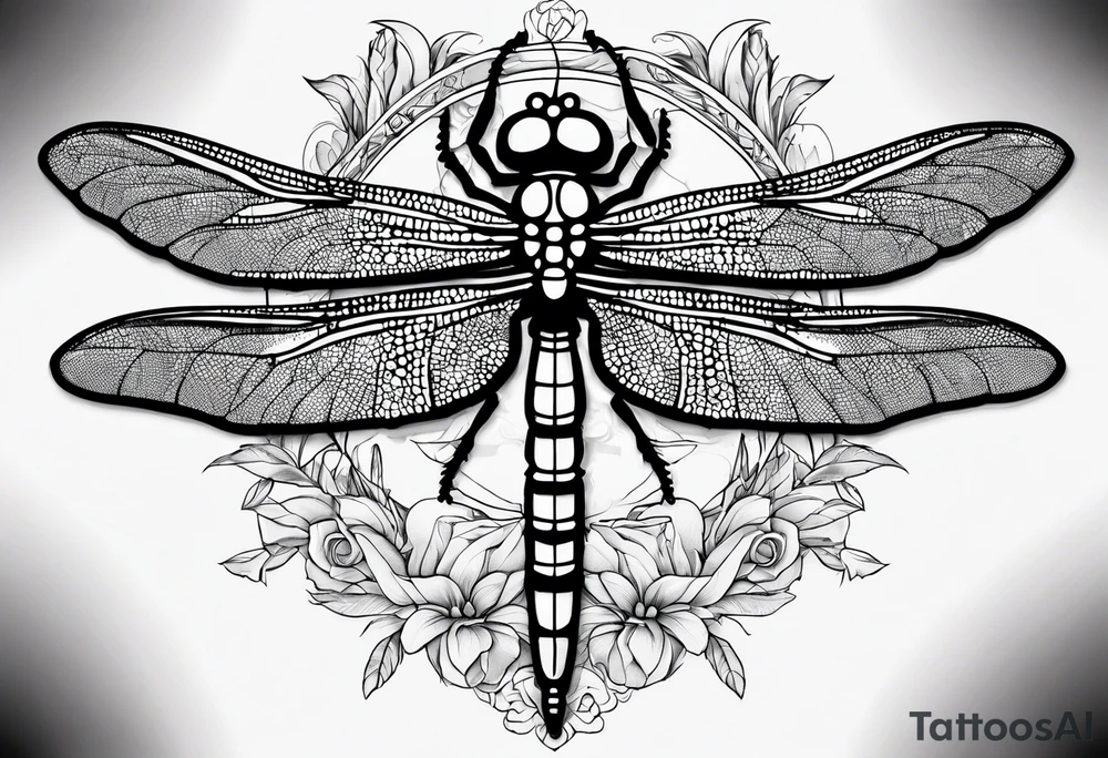 Dragonfly with name Okah and Heather tattoo idea
