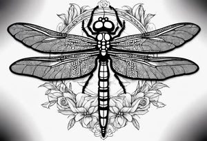 Dragonfly with name Okah and Heather tattoo idea