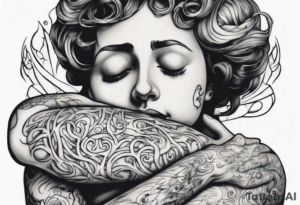 Mother hugging her son tattoo idea
