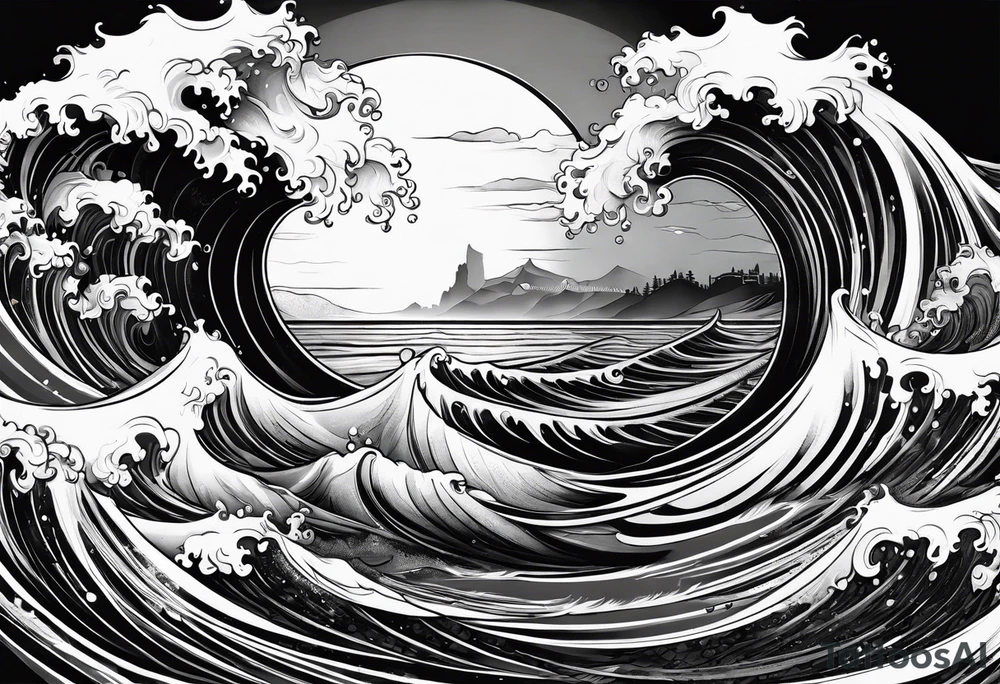 an half sleeve for my lower left leg that is completely rough ocean water tattoo idea