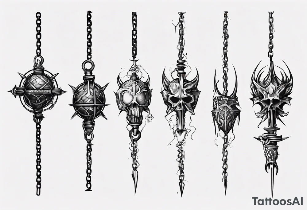 mace on a chain tattoo idea