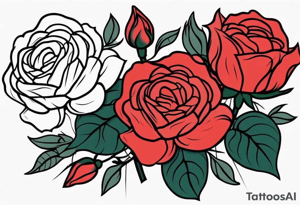 traditional roses red tattoo idea