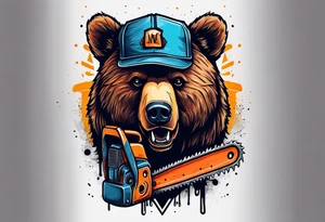 Bear with a chainsaw tattoo idea