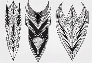 Dragon leg armor geometrical tattoo idea