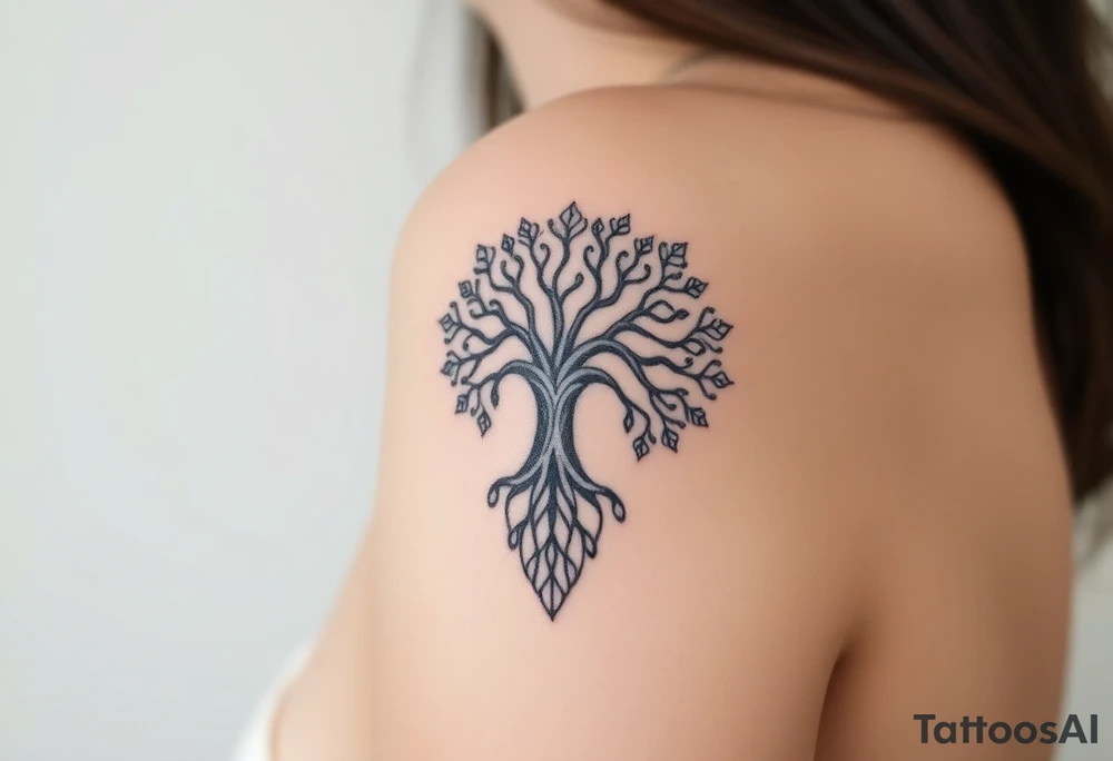 powerful, graceful, tree of life, with mendala incorporate tattoo idea