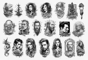 LOST Tv Series themes sleeve tattoo tattoo idea