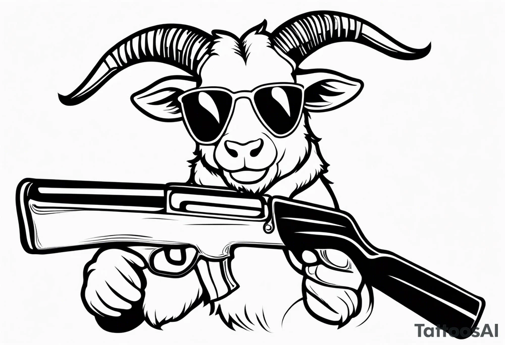 capricorn with sunglasses and shotgun tattoo idea