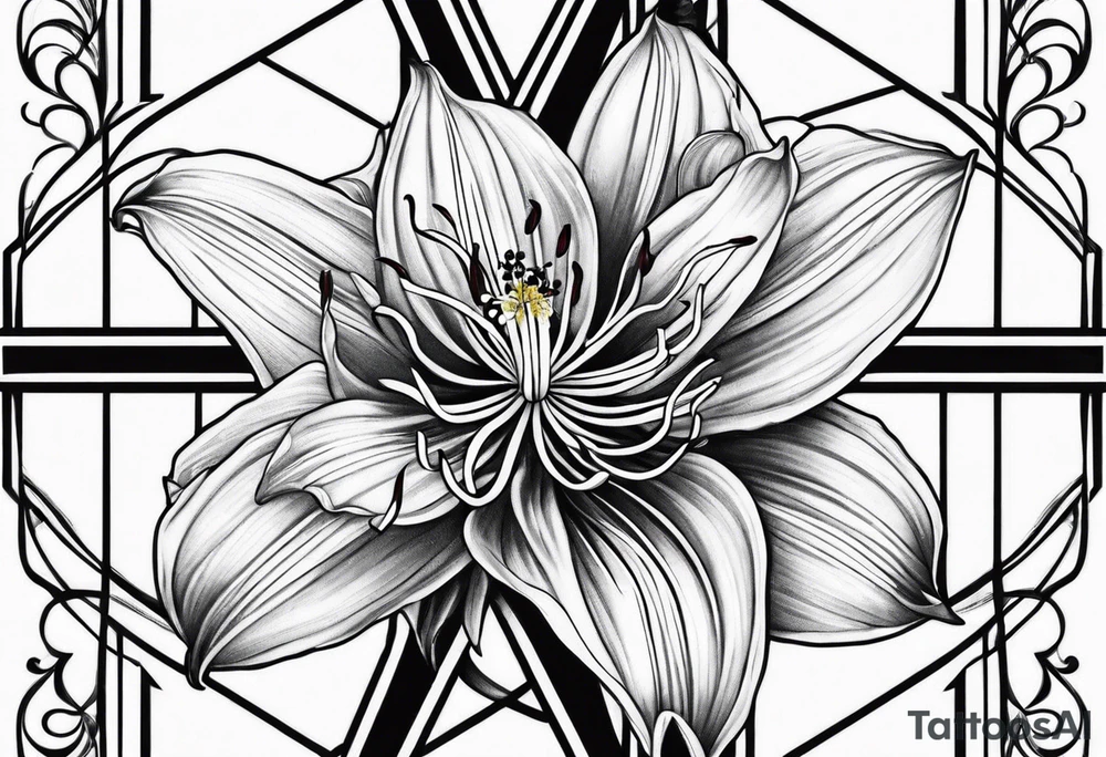 Spider lily with cross tattoo idea