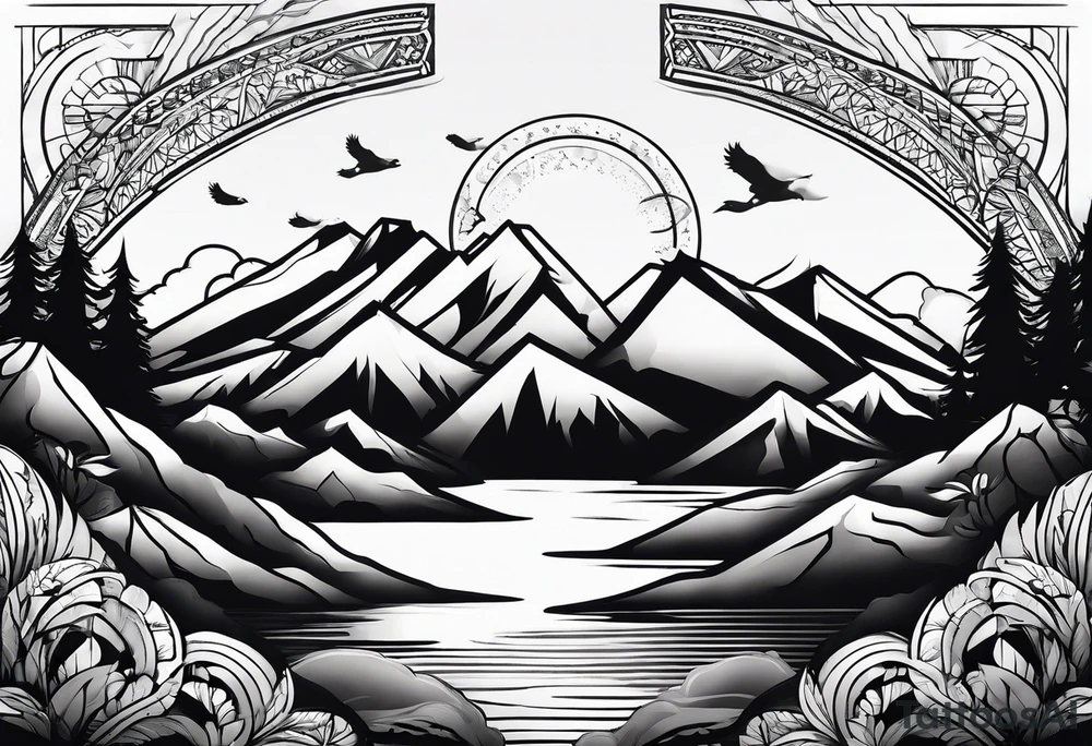 I want wrist band tattoo resemble bear and divine light on hill top tattoo idea