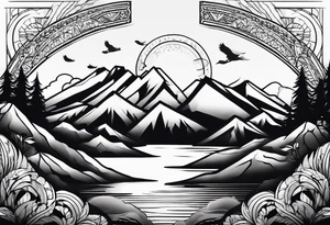 I want wrist band tattoo resemble bear and divine light on hill top tattoo idea