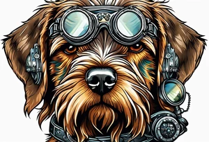 wirehaired pointing griffon steampunk goggles tattoo idea