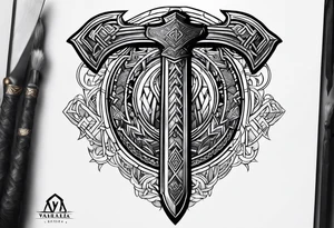 Valhalla valknut sword axe tattoo idea