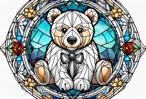 Teddy bear stained glass tattoo idea