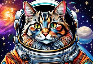 Maine coon cat in space tattoo idea