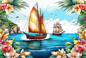 Speed Boat to island of capri tattoo idea
