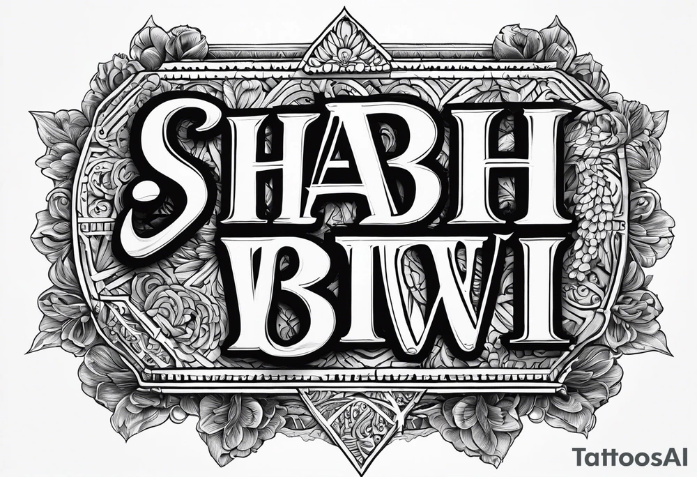 A tattoo of the sentence “Shabi ki biwi ” in Roman english tattoo idea