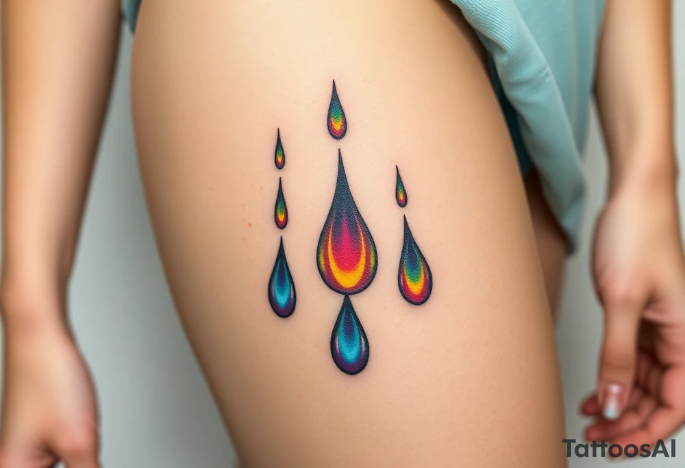 rainbow tear drops tattoo idea