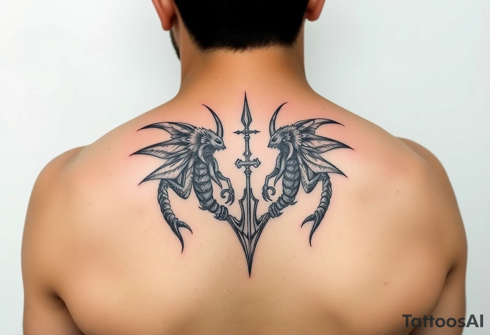 dos escorpiones protegen a la justicia ciega tattoo idea