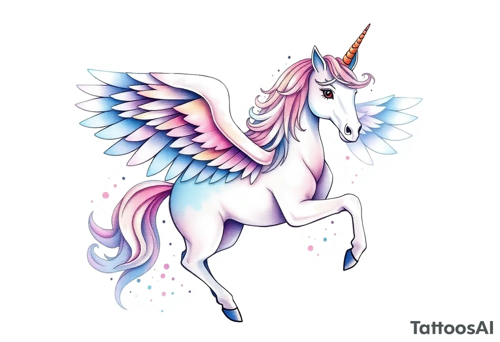 Unicorn with wings tattoo idea