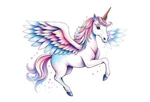 Unicorn with wings tattoo idea