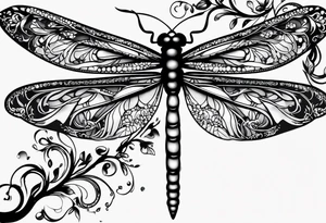 Feather dragonfly vine tattoo idea