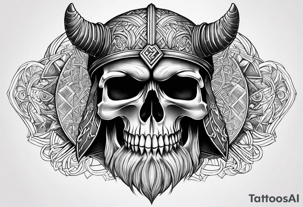 Realistic viking skull tattoo idea