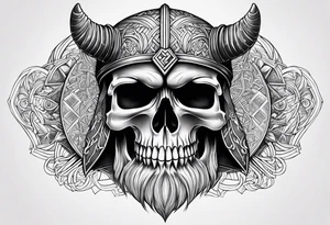 Realistic viking skull tattoo idea