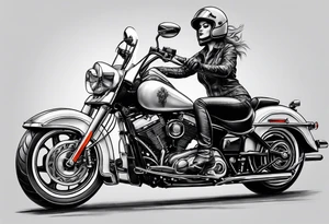Frau mit Helm auf Motorrad tattoo idea