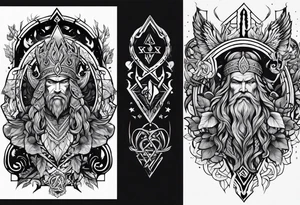 gods of Scandinavian mythology and runes tattoo idea