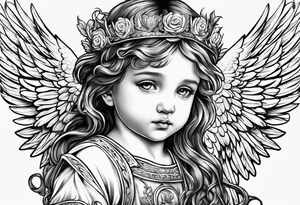 Littl angel kid, roman style tattoo idea