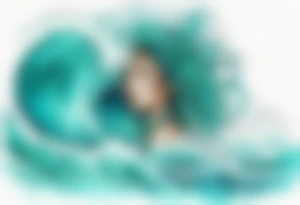 a beautiful turquoise face emerging from an ocean wave, crashing onto the shore tattoo idea