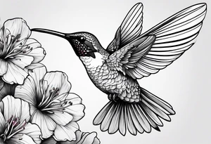 Humming bird and flower for placement on side boob tattoo idea