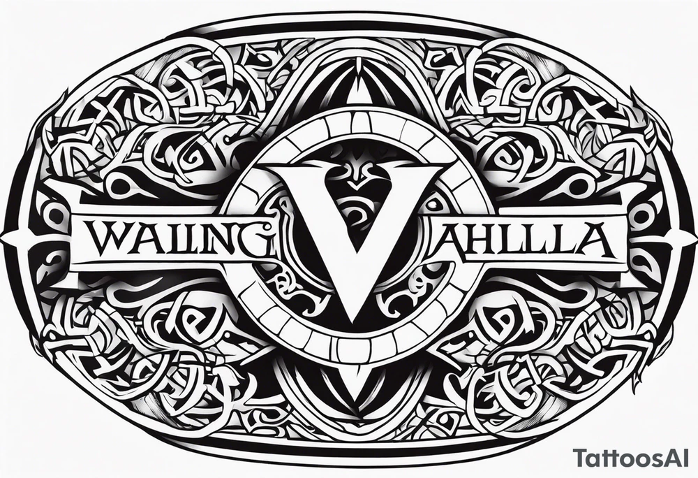 Viking valhalla sword shield tattoo idea