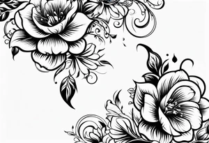 vertical and tall flower vine with shapes tattoo idea