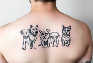 Je voudrais un tatouage qui représente notre 2e vie suite à un accident. Mon mari, Elex, mon fils Evan, nos neveux Sixtine et Diego et Cookie ma chienne, quelque chose de minimaliste et discret tattoo idea