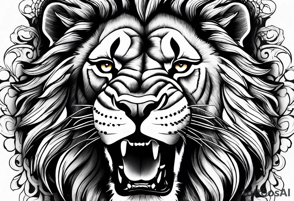 A roaring lion tattoo idea