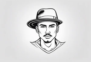 Guy wearing a hat facing forward tattoo idea