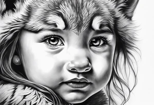 Wolf face toddler daughter face tattoo idea