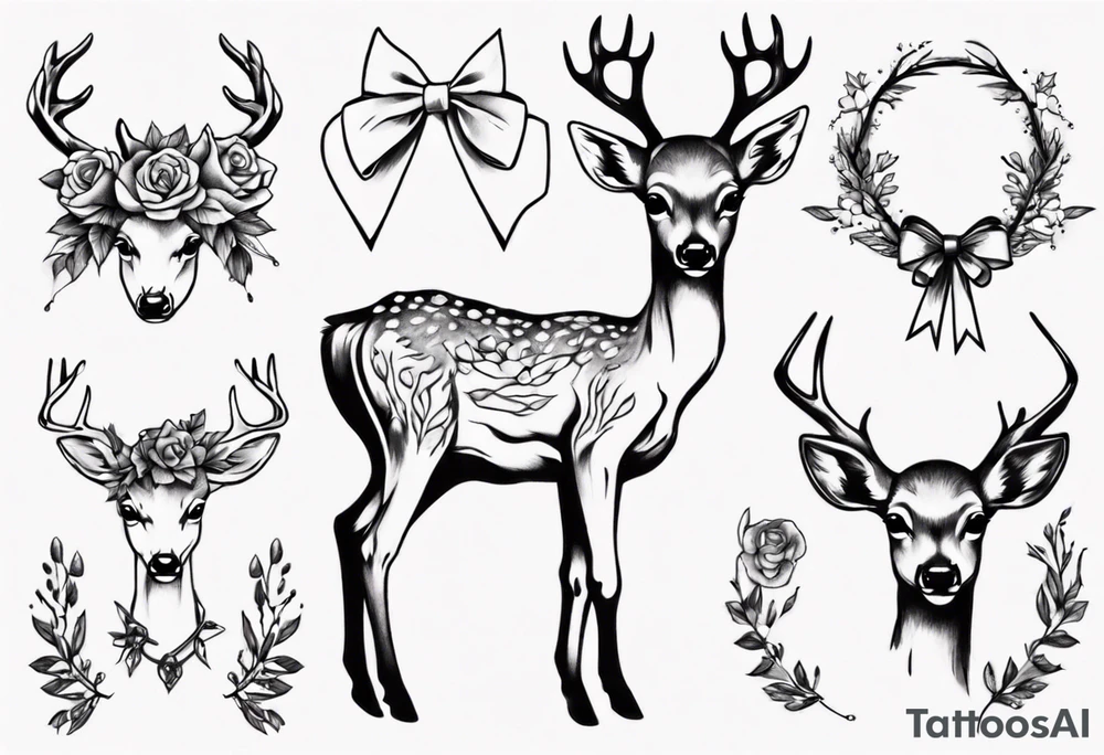 Fawn surrounded by bow tattoo idea
