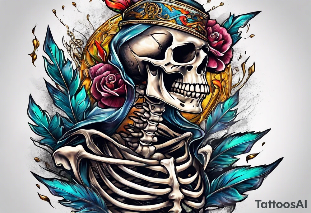 skeleton running from the world tattoo idea