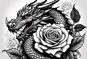 Dragon roses tattoo idea