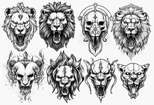 Lion skull statue tattoo idea